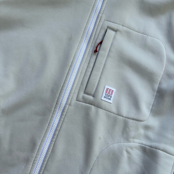 Topo Designs Full Zip Hooded Sweatshirt White Medium - Picture 6 of 6